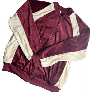 Velour Lined Bomber Jacket Maroon Sz. L